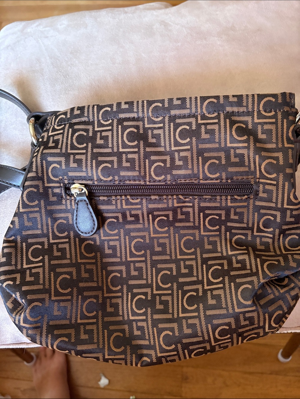 Monogram Crossbody Shoulder Bag in Brown and Tan/Liz Claiborne